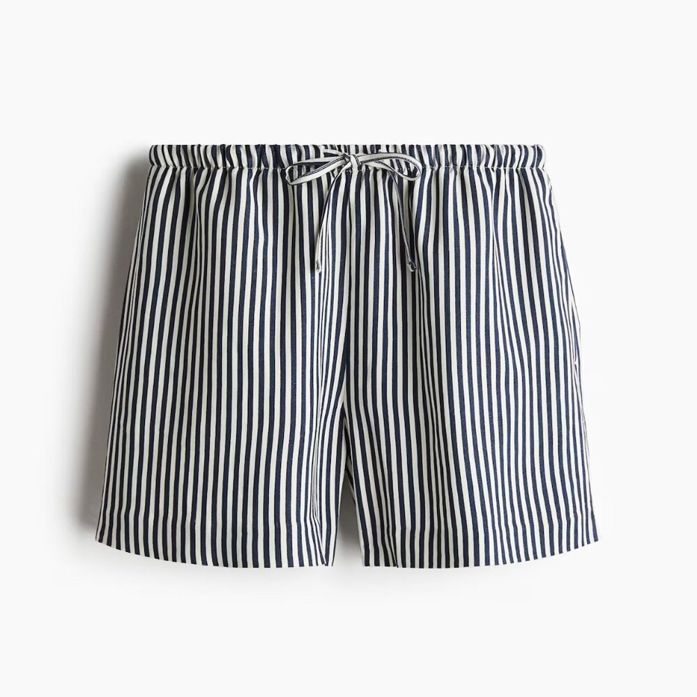 Linen Blend Drawstring Shorts